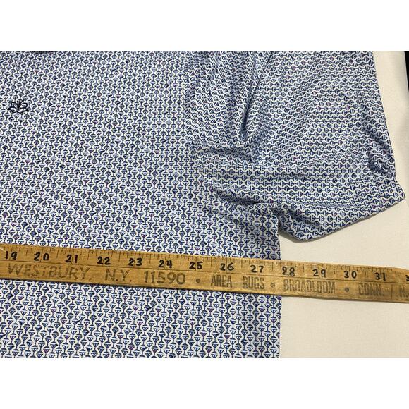 Peter Millar Polo Shirt Size 2XL Light Blue Patterned Summer Comfort Golf Style - Picture 6 of 10